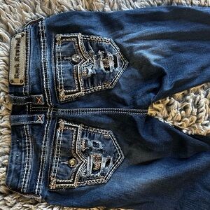 Rock Revival Blue Denim Jeans with Orange Stitching